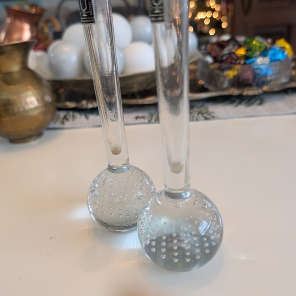 VTG 50s/60s Sweden J. Wuidart & Co — Set of 2 Clear Bubble Glass Bud Vases - Picture 13 of 15